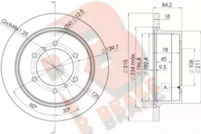 R BRAKE 78rbd28797 -  Тормозной диск